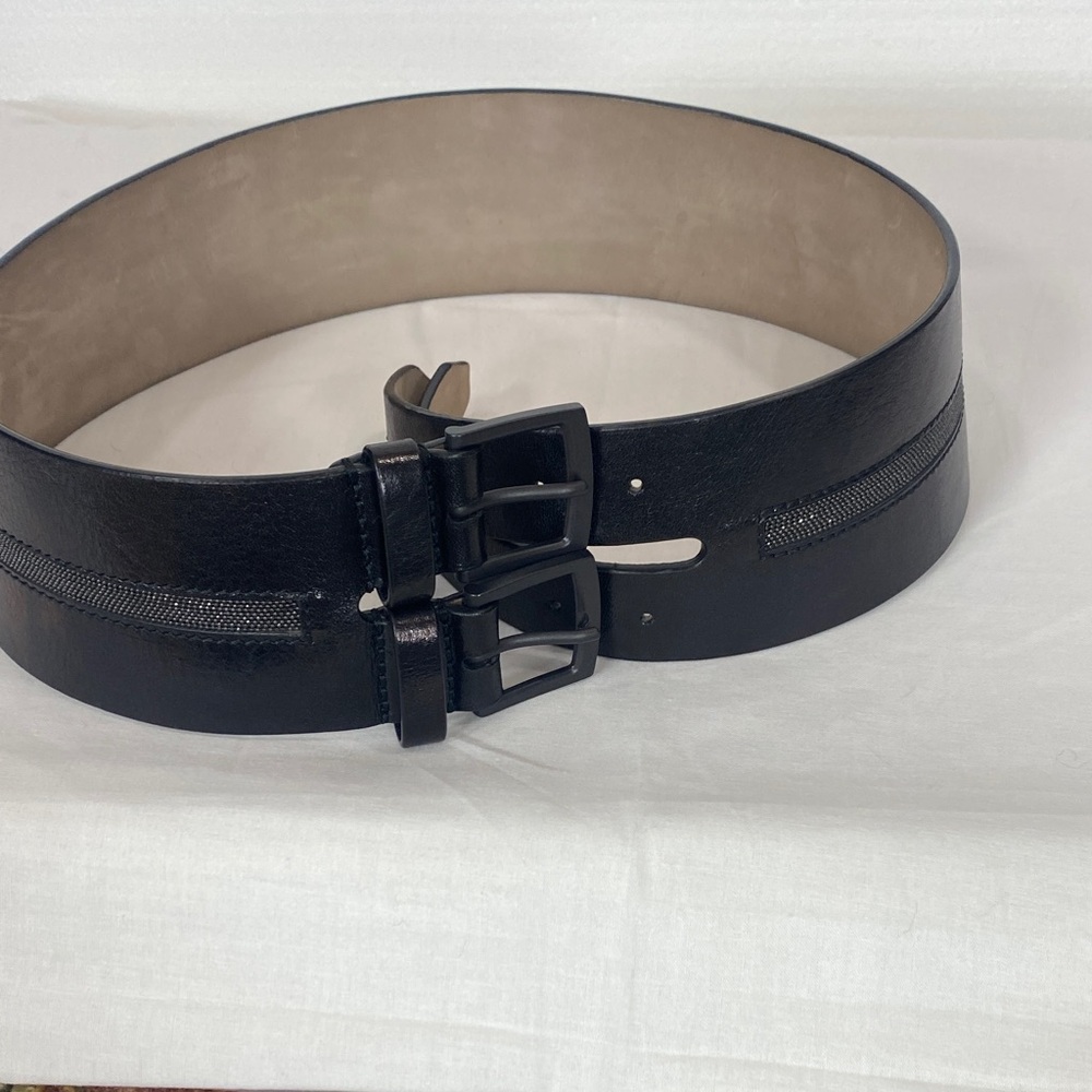 Brunello Cucinelli wide black belt with monili size S - Picture 3 of 6